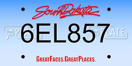 6EL857 South Dakota License Plate