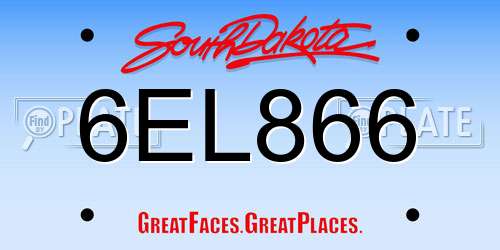 6EL866 South Dakota License Plate