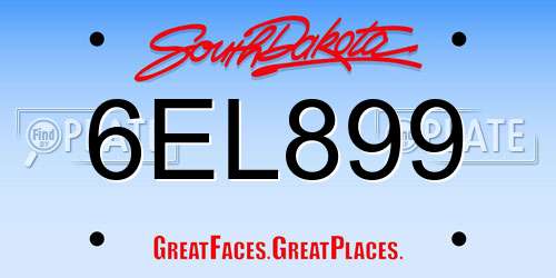 6EL899 South Dakota License Plate