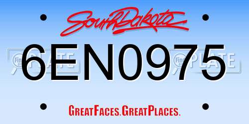 6EN0975 South Dakota License Plate