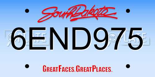 6END975 South Dakota License Plate