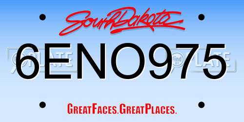 6ENO975 South Dakota License Plate