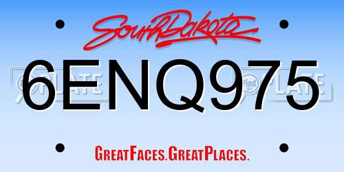 6ENQ975 South Dakota License Plate
