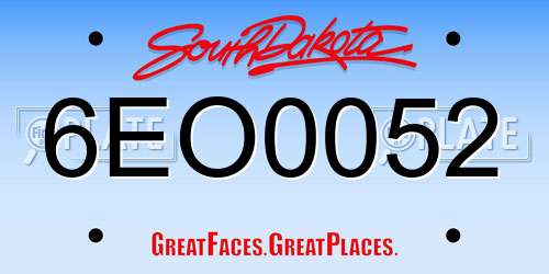 6EO0052 South Dakota License Plate