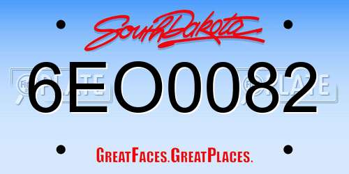 6EO0082 South Dakota License Plate