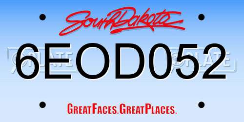 6EOD052 South Dakota License Plate