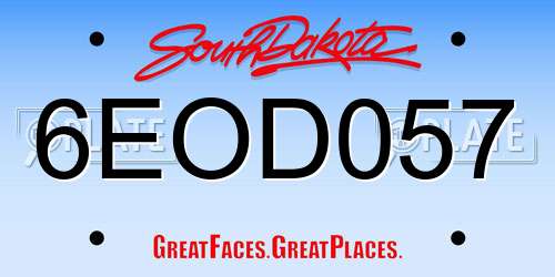 6EOD057 South Dakota License Plate