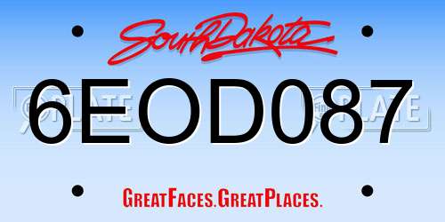 6EOD087 South Dakota License Plate