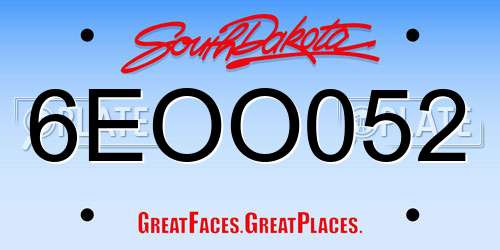 6EOO052 South Dakota License Plate