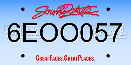 6EOO057 South Dakota License Plate