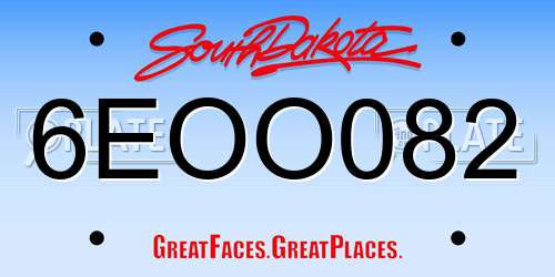 6EOO082 South Dakota License Plate