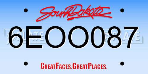 6EOO087 South Dakota License Plate