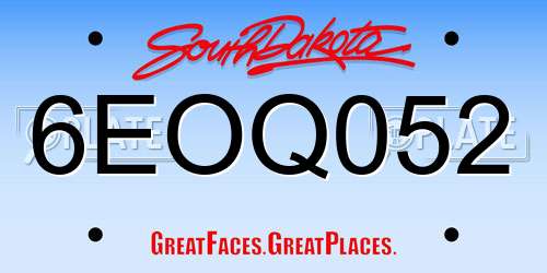 6EOQ052 South Dakota License Plate