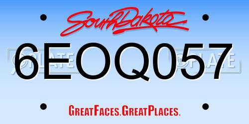 6EOQ057 South Dakota License Plate