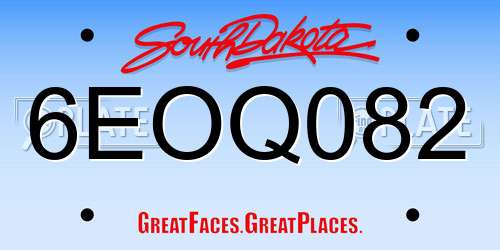 6EOQ082 South Dakota License Plate