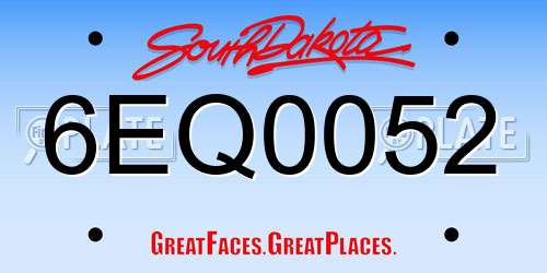 6EQ0052 South Dakota License Plate