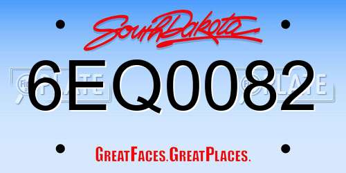 6EQ0082 South Dakota License Plate