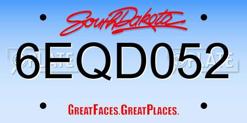 6EQD052 South Dakota License Plate