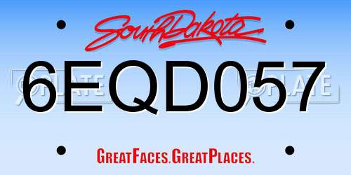 6EQD057 South Dakota License Plate