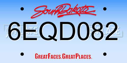 6EQD082 South Dakota License Plate