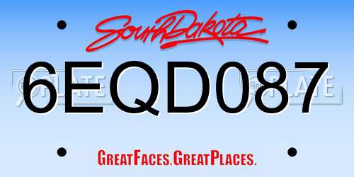 6EQD087 South Dakota License Plate