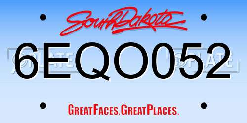 6EQO052 South Dakota License Plate