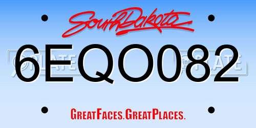 6EQO082 South Dakota License Plate