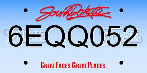 6EQQ052 South Dakota License Plate