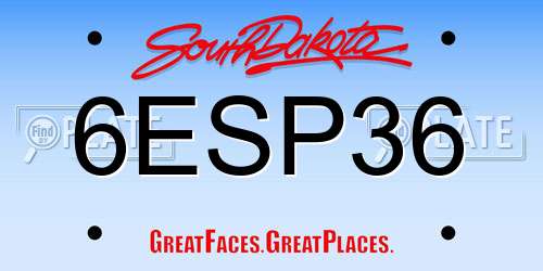 6ESP36 South Dakota License Plate