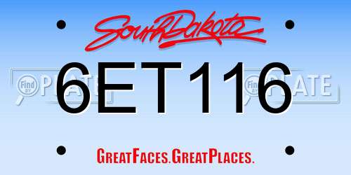 6ET116 South Dakota License Plate