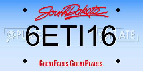 6ETI16 South Dakota License Plate