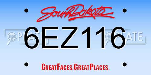 6EZ116 South Dakota License Plate