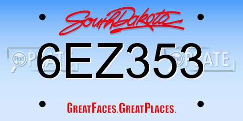 6EZ353 South Dakota License Plate