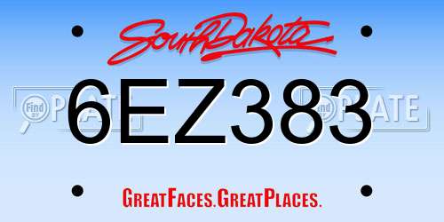 6EZ383 South Dakota License Plate