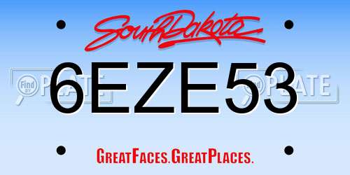6EZE53 South Dakota License Plate