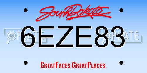 6EZE83 South Dakota License Plate