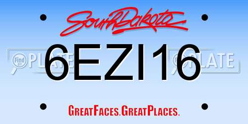 6EZI16 South Dakota License Plate