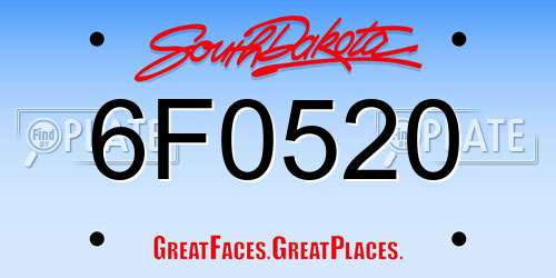 6F0520 South Dakota License Plate