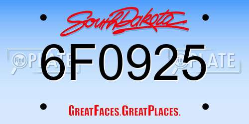 6F0925 South Dakota License Plate