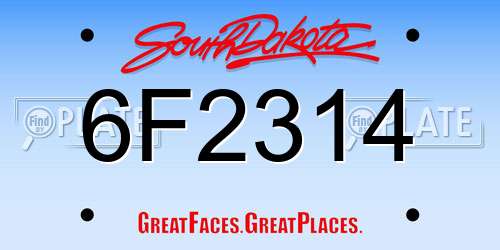 6F2314 South Dakota License Plate
