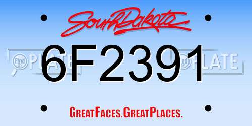 6F2391 South Dakota License Plate