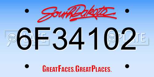 6F34102 South Dakota License Plate