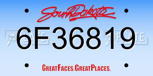 6F36819 South Dakota License Plate