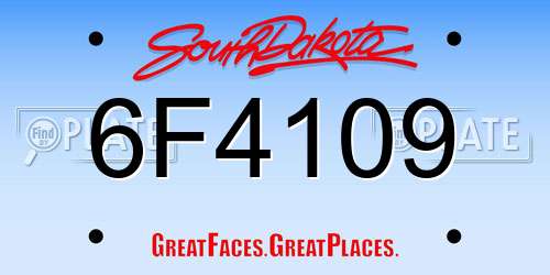 6F4109 South Dakota License Plate