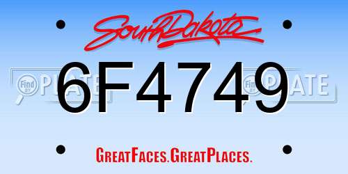 6F4749 South Dakota License Plate