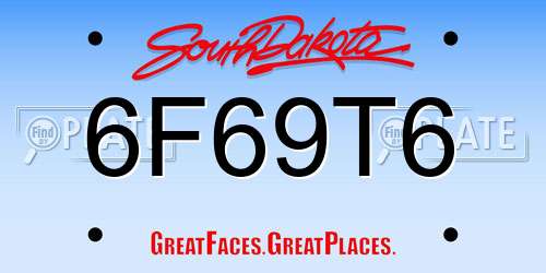 6F69T6 South Dakota License Plate