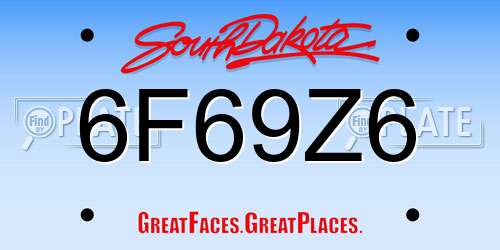 6F69Z6 South Dakota License Plate