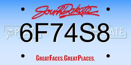 6F74S8 South Dakota License Plate