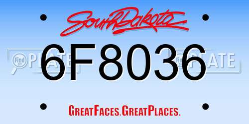 6F8036 South Dakota License Plate