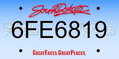 6FE6819 South Dakota License Plate